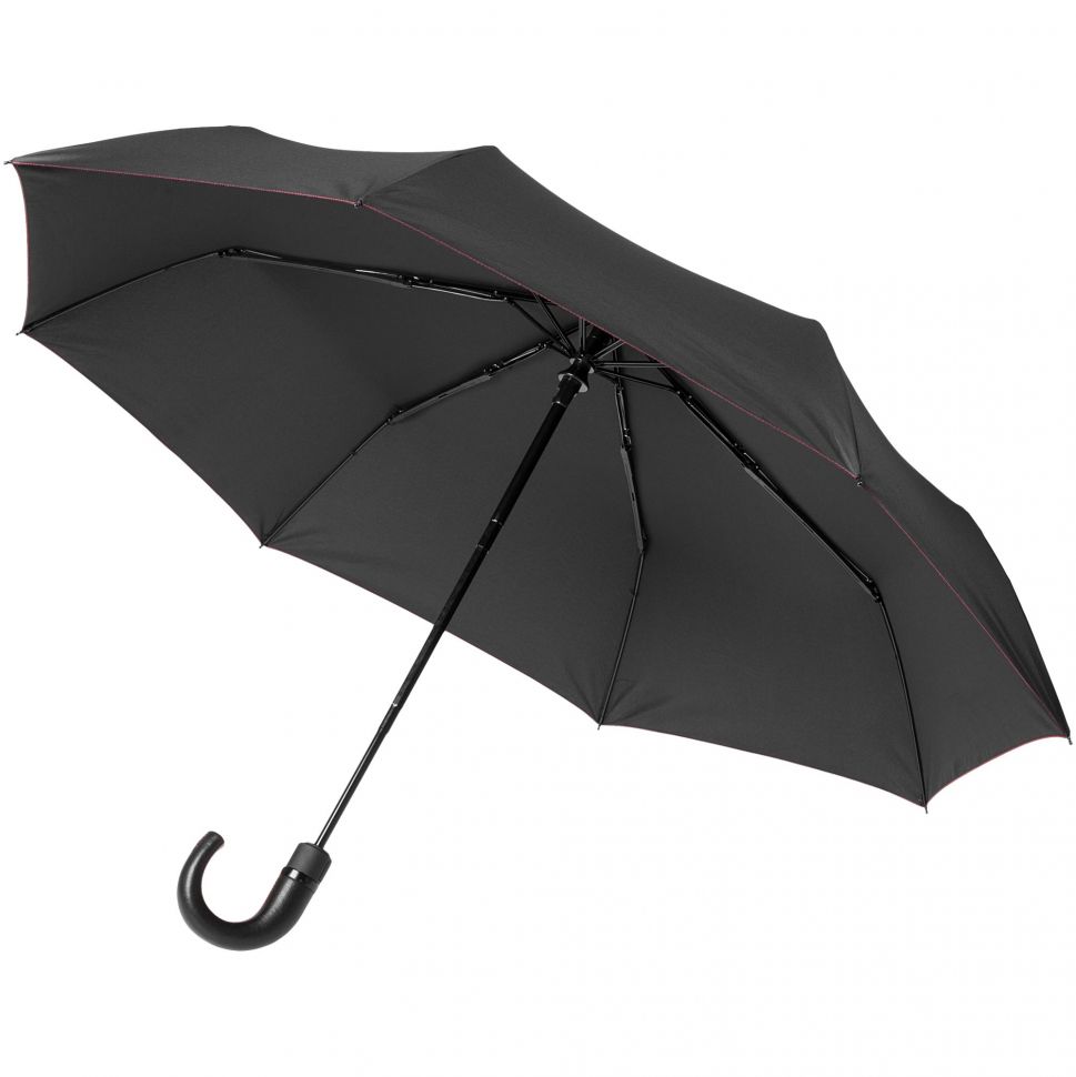 Зонт складной Lui, черный с красным фото 1